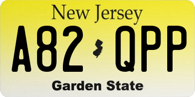 NJ license plate A82QPP