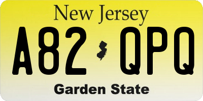 NJ license plate A82QPQ