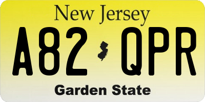 NJ license plate A82QPR