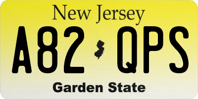NJ license plate A82QPS