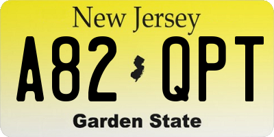NJ license plate A82QPT