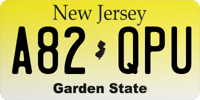 NJ license plate A82QPU