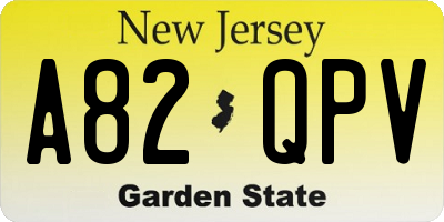 NJ license plate A82QPV