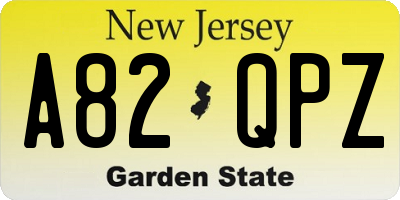 NJ license plate A82QPZ
