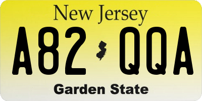 NJ license plate A82QQA
