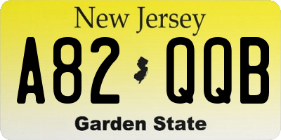 NJ license plate A82QQB