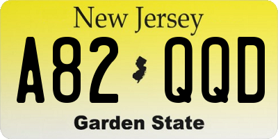 NJ license plate A82QQD
