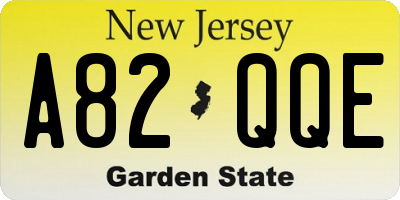 NJ license plate A82QQE