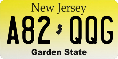 NJ license plate A82QQG