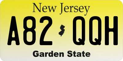 NJ license plate A82QQH