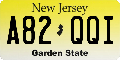 NJ license plate A82QQI