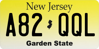 NJ license plate A82QQL