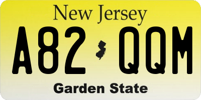 NJ license plate A82QQM