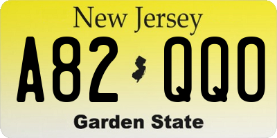 NJ license plate A82QQO