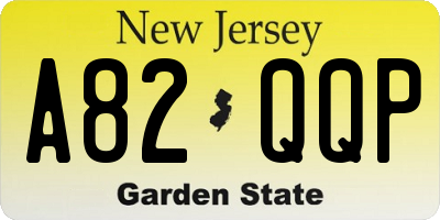 NJ license plate A82QQP