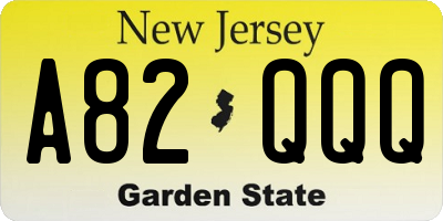 NJ license plate A82QQQ
