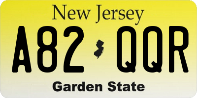 NJ license plate A82QQR