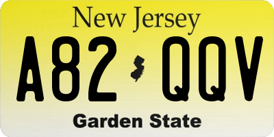 NJ license plate A82QQV