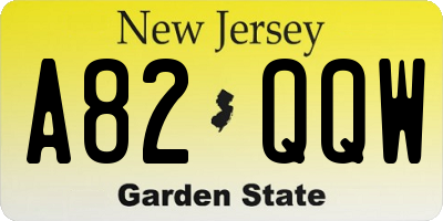 NJ license plate A82QQW