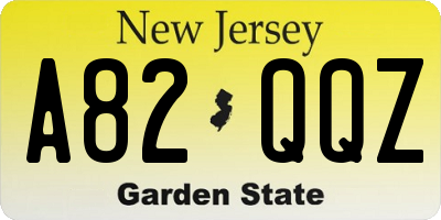 NJ license plate A82QQZ