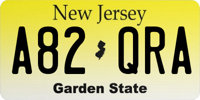 NJ license plate A82QRA