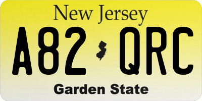 NJ license plate A82QRC