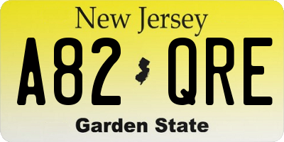 NJ license plate A82QRE