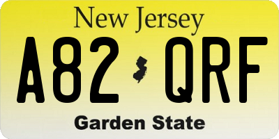 NJ license plate A82QRF