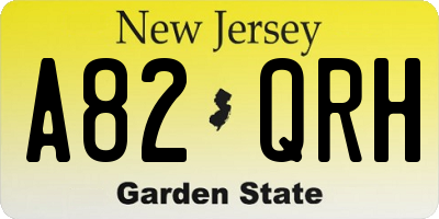 NJ license plate A82QRH