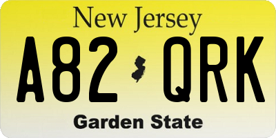 NJ license plate A82QRK