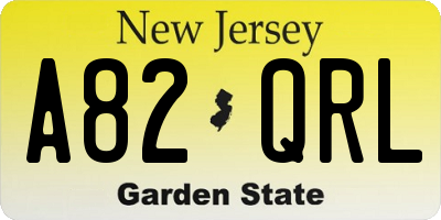 NJ license plate A82QRL
