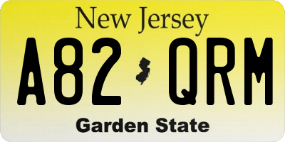 NJ license plate A82QRM