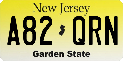 NJ license plate A82QRN