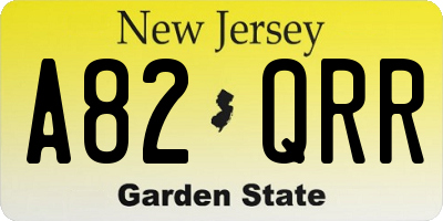 NJ license plate A82QRR