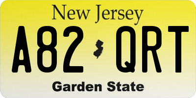 NJ license plate A82QRT