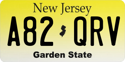 NJ license plate A82QRV