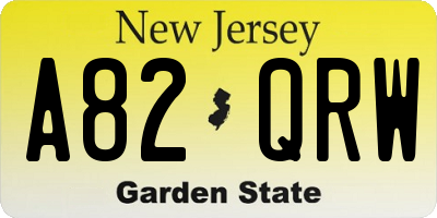 NJ license plate A82QRW