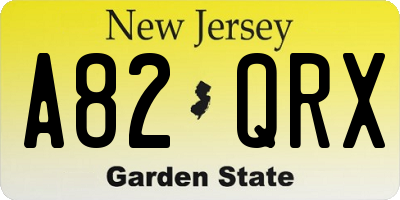 NJ license plate A82QRX