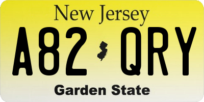 NJ license plate A82QRY