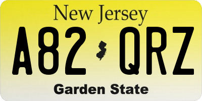 NJ license plate A82QRZ