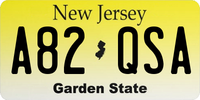 NJ license plate A82QSA