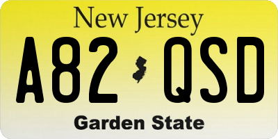 NJ license plate A82QSD