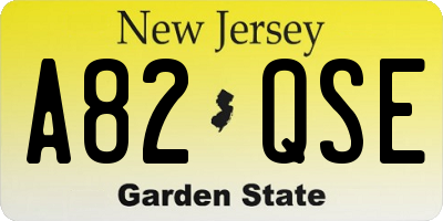 NJ license plate A82QSE