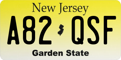 NJ license plate A82QSF