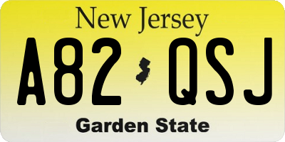 NJ license plate A82QSJ
