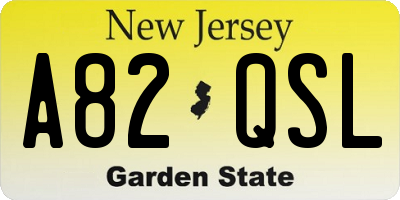 NJ license plate A82QSL