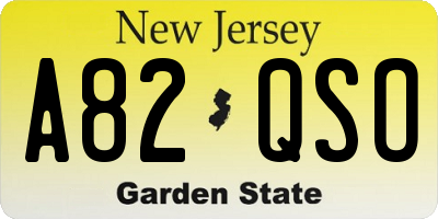 NJ license plate A82QSO