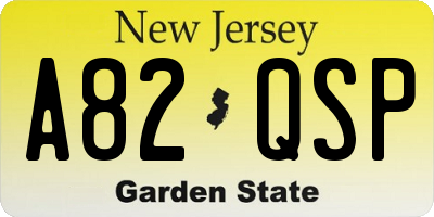 NJ license plate A82QSP