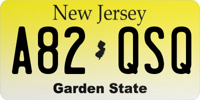 NJ license plate A82QSQ