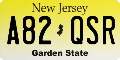 NJ license plate A82QSR